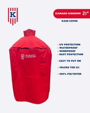 Load image into Gallery viewer, Kamado Grill Rain & UV Dust Cover Coat – 21" | Black, Red, or Blue | Premium Water-Resistant